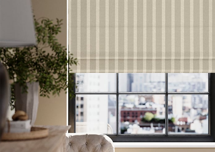 Emily Bond Parasol Stripe, Taupe - Roman Blind - Image 5